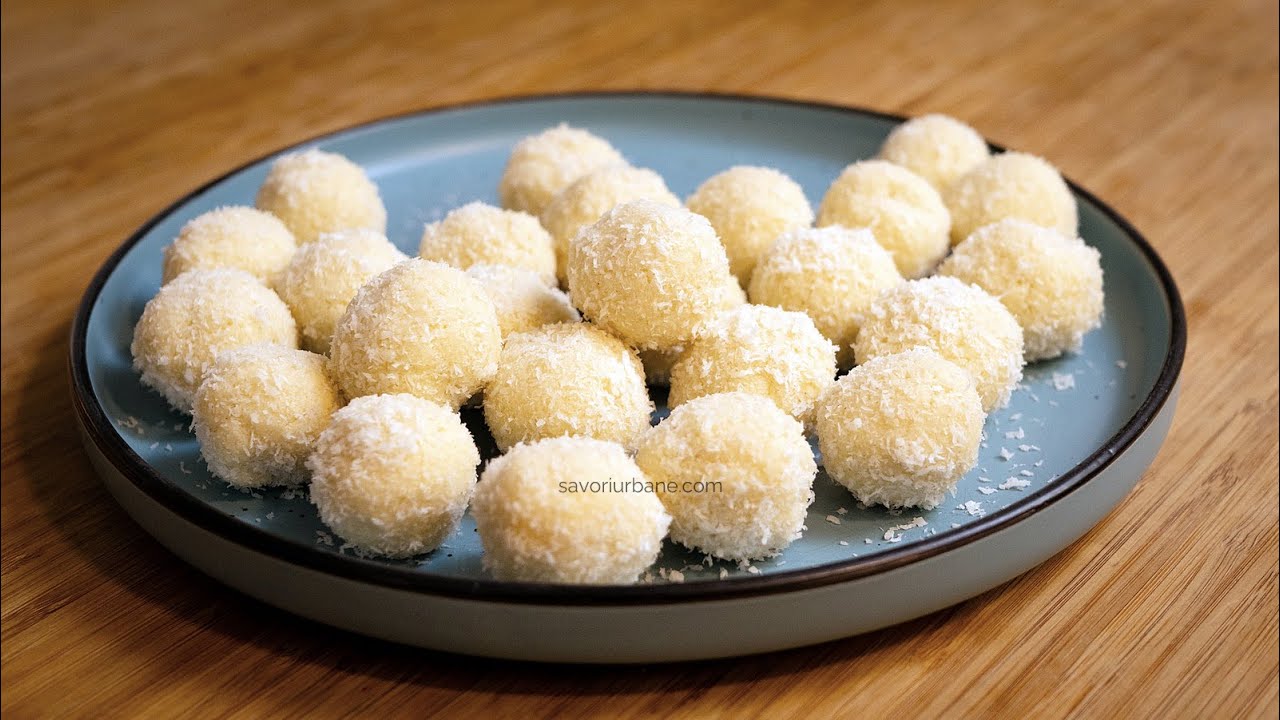 Bomboane Raffaello de casă - rețeta simplă cu fulgi de cocos și lapte praf CC SUB | Savori Urbane
