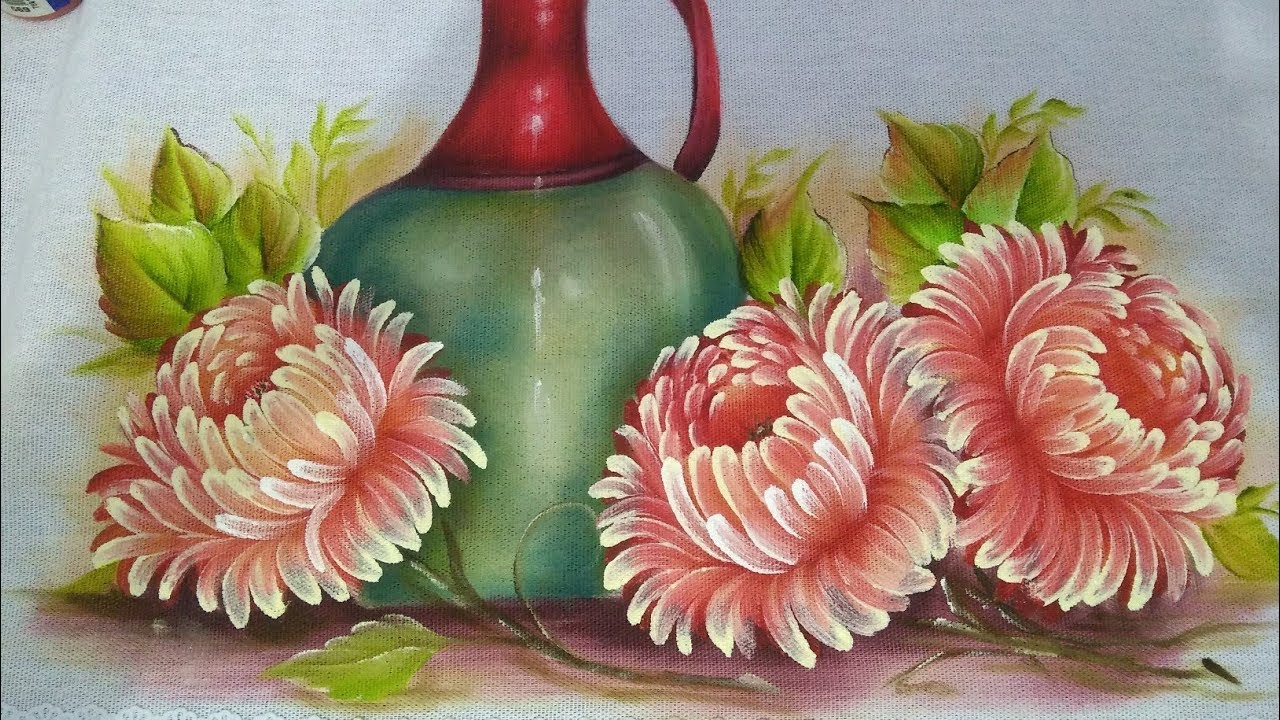 Pintura em tecido Aula da Apostila Como pintar crisantemo
