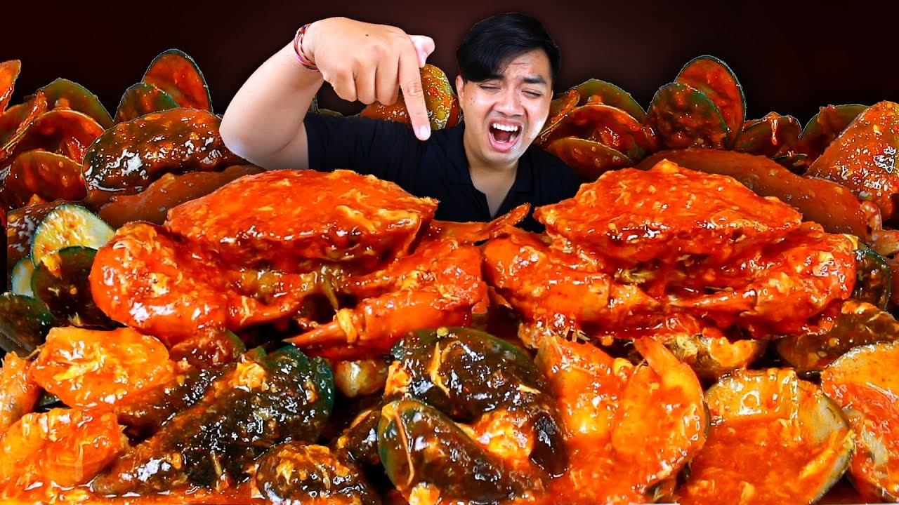 MUKBANG SEAFOOD KEPITING SAOS PADANG KERANG IJO, UDANG, KERANG DARA | PESTA SEAFOOD