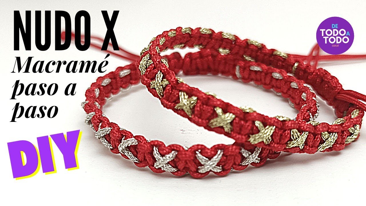 ⭐Cómo hacer pulseras de hilo FÁCILES en macramé. Nudo X 👫UNISEX. How to make bracelet with string.