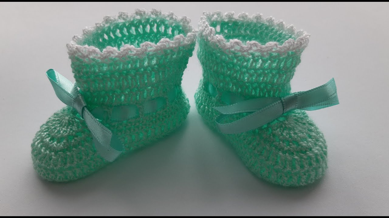 Botita básica  primeras puestas recién nacido botines a ganchillo crochet baby booties, muy fácil
