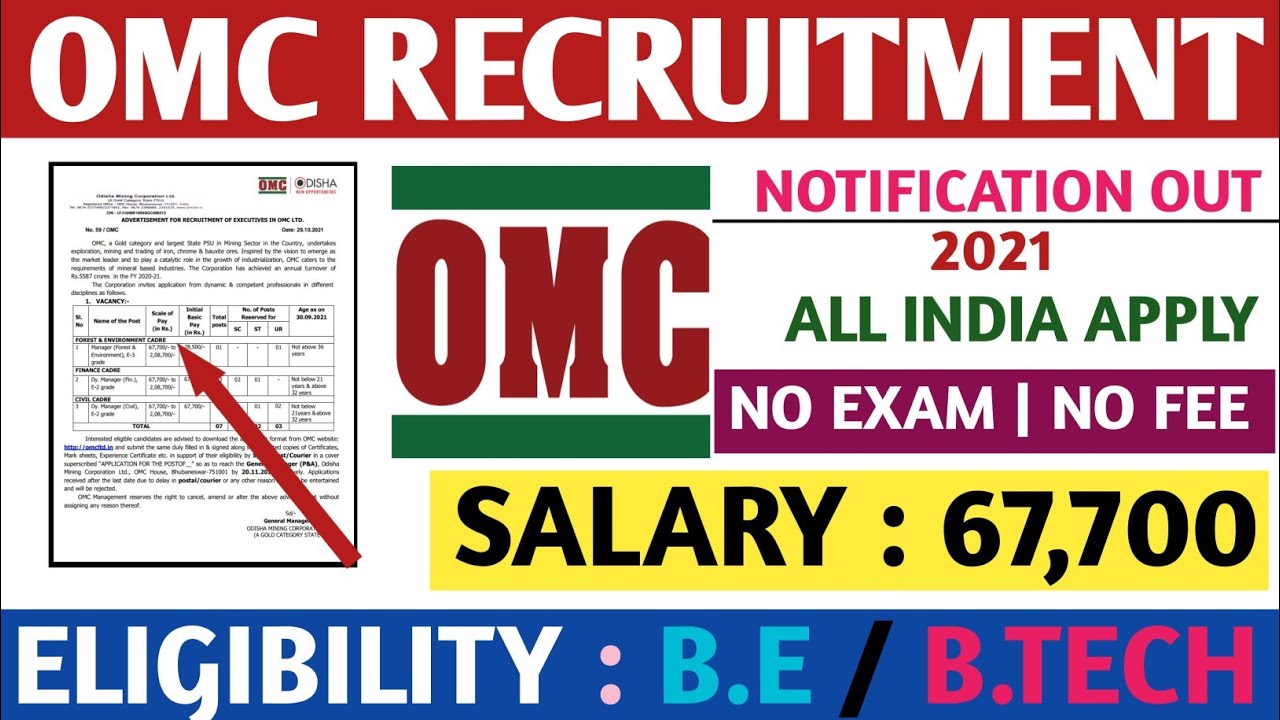 OMC Recruitment 2021|| Odisha Mining Corporation Ltd|| Executive Department || Eligibility, Salary