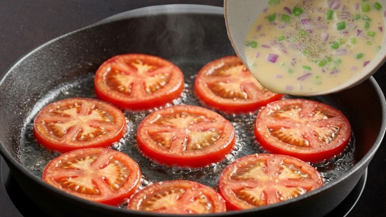 Tomatoes with eggs are better than pizza! I cook it almost every day!