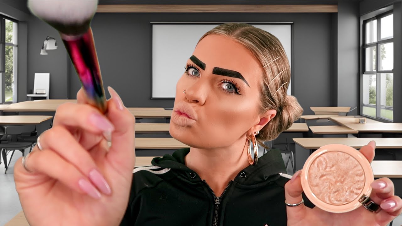 ASMR british chav girl does your makeup in class 💄 (roleplay)