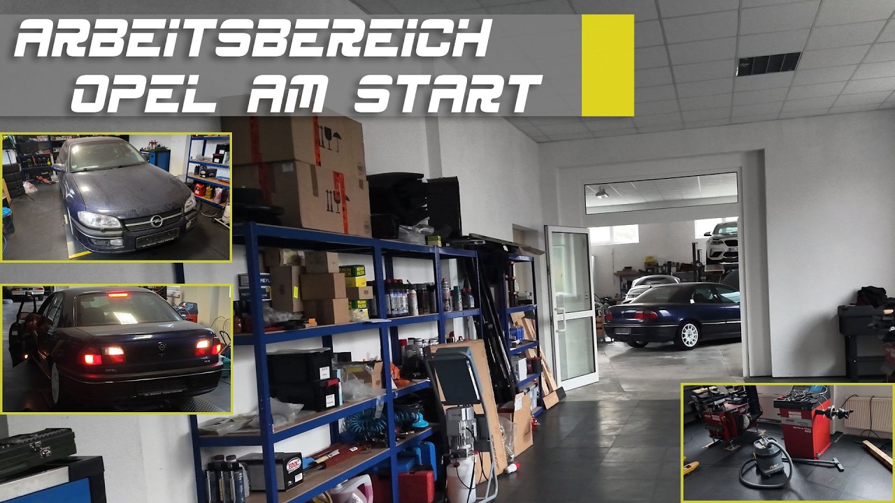 Der Arbeitsbereich ist fertig und ich rangiere den Opel in Position. #omegaB #opel
