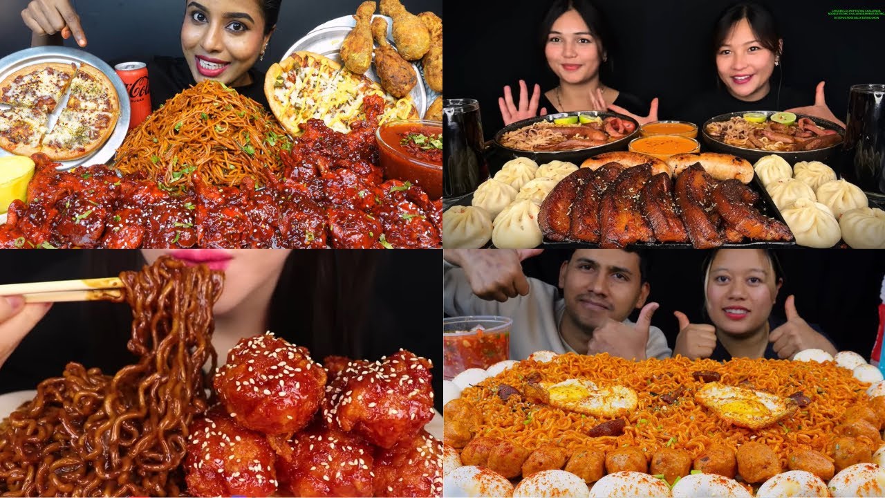 CHICKEN LOLIPOP EATING CHALLENGE,NOODLE EATING CHALLENGE,MOMOS EATING,OCTOPUS,PORK BELLY,EATING SHOW