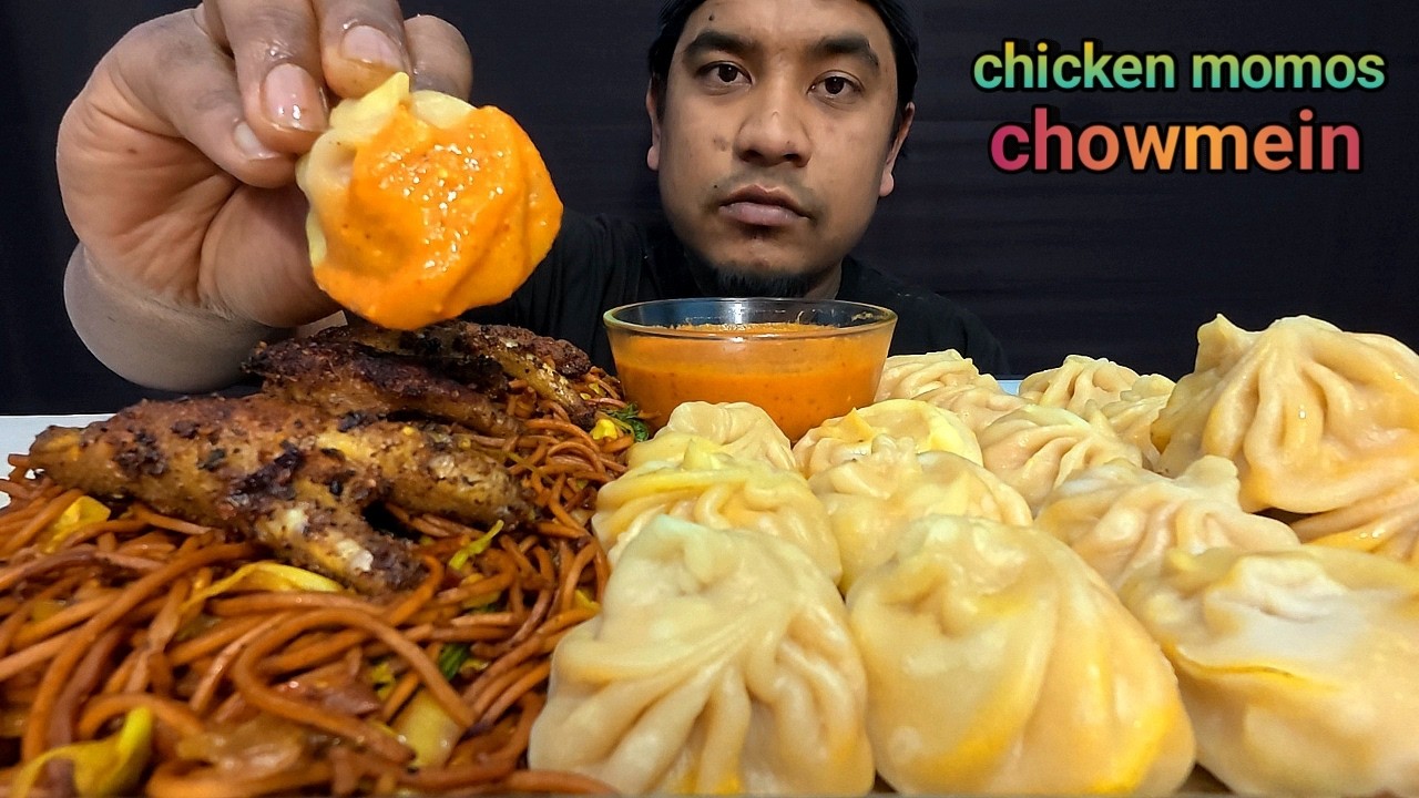 CHICKEN MOMOS,CHOWMEIN,CHICKEN FEET FRY EATING ASMR