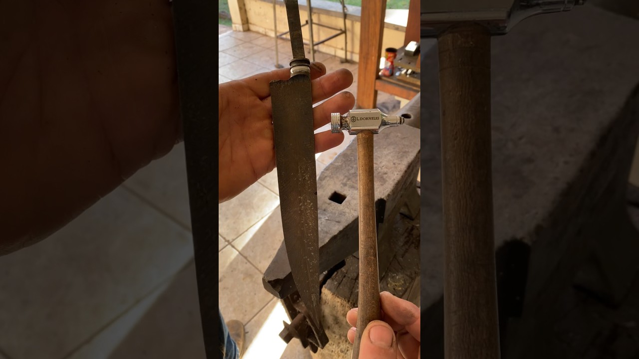 Como desempenar uma faca ap&oacute;s tratamento t&eacute;rmico? #cutelaria #handemade #knife #bladesmith #tutorial