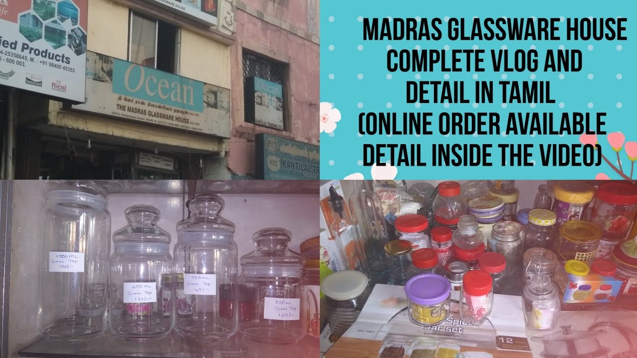 கண்ணாடி பொருட்கள் எங்கு விலை குறைவாக கிடைக்கும்?//Madras glassware house complete detail in Tamil