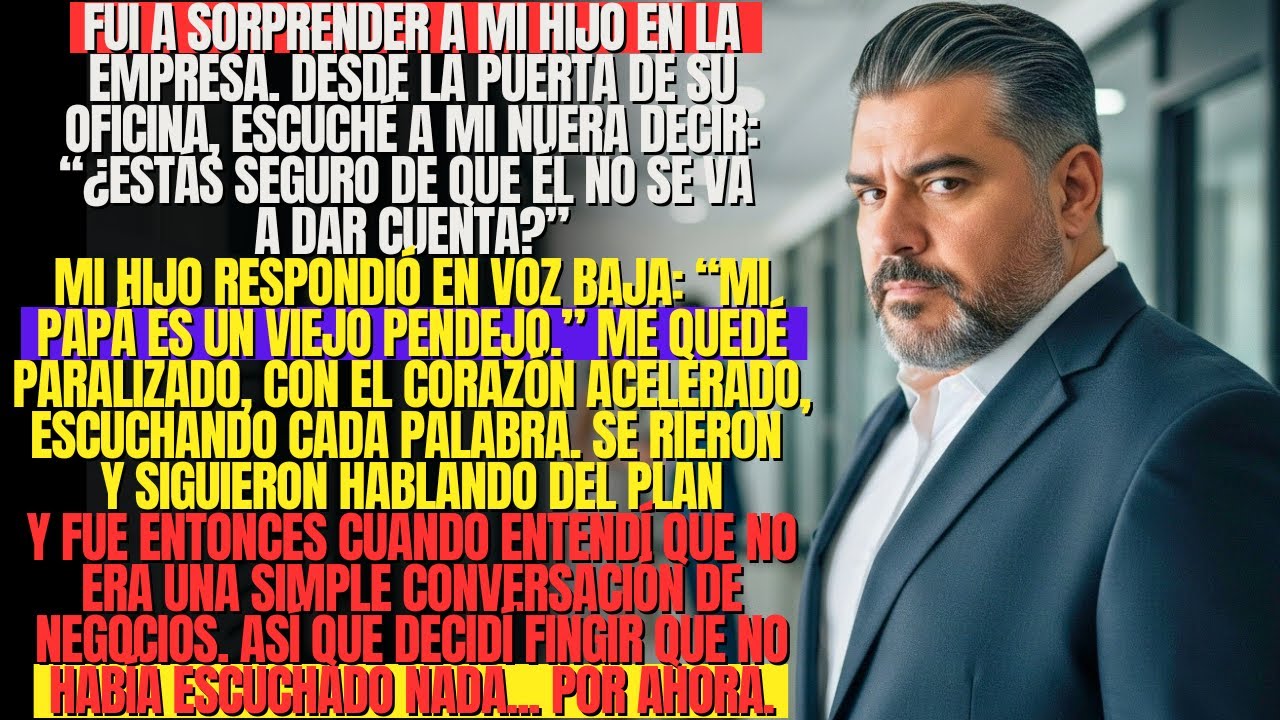 Fui surpreender a mi hijo en su empresa… pero escuché su plan para lavar dinero con mi nombre