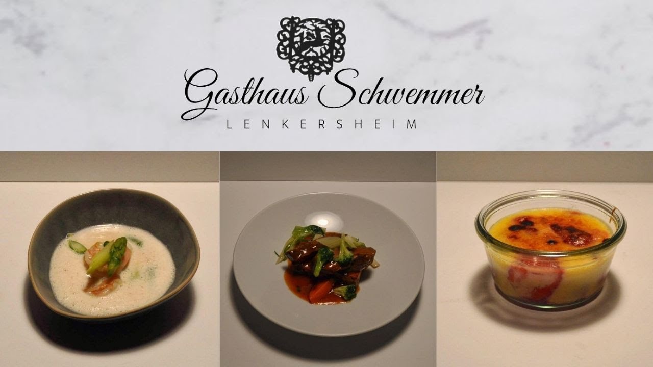 Genussmenü zum Abholen 30 | Spargelsuppe mit Garnelen | Bio-Rind | Erdbeer-Vanille-Gratin