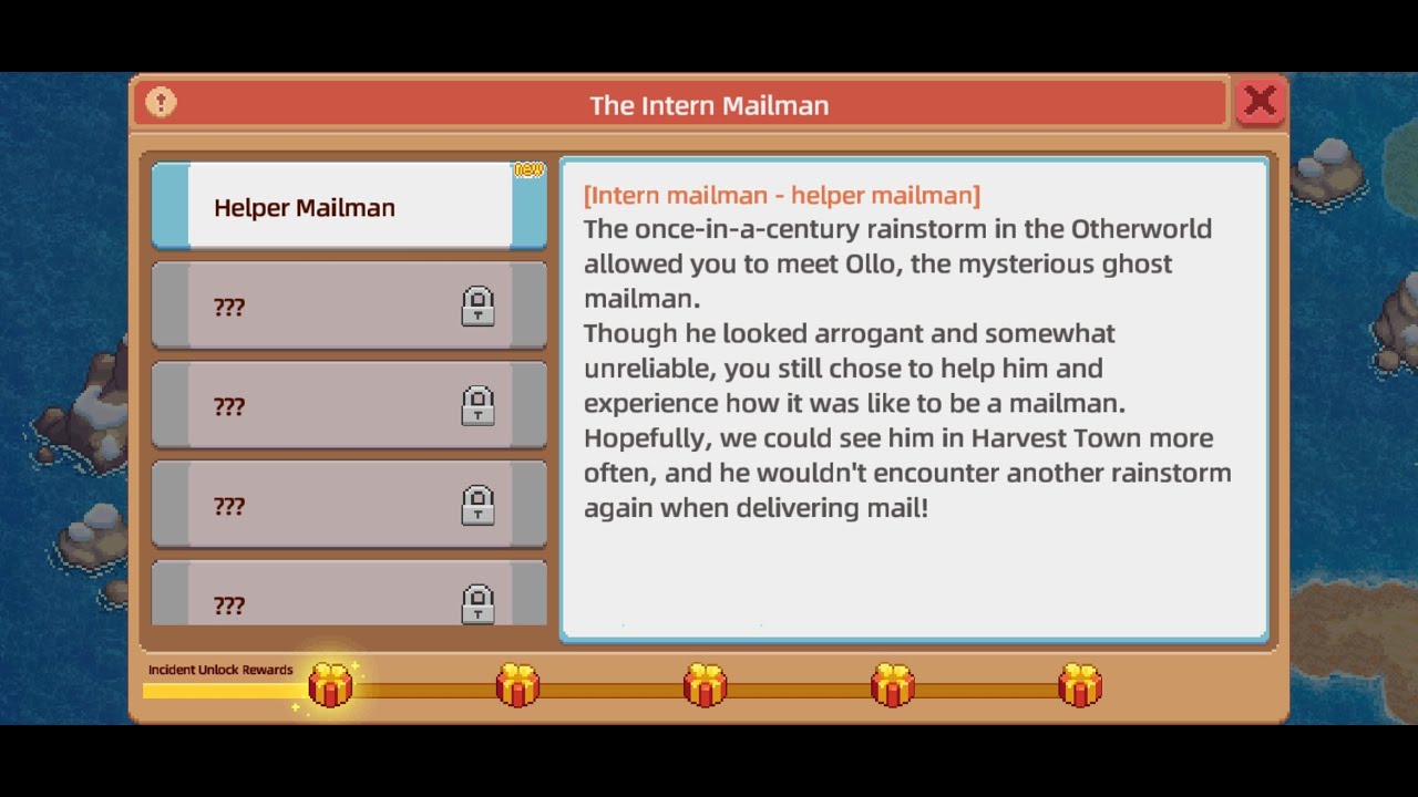 Harvest Town Exploration, The Intern Mailman 1.Helper Mailman