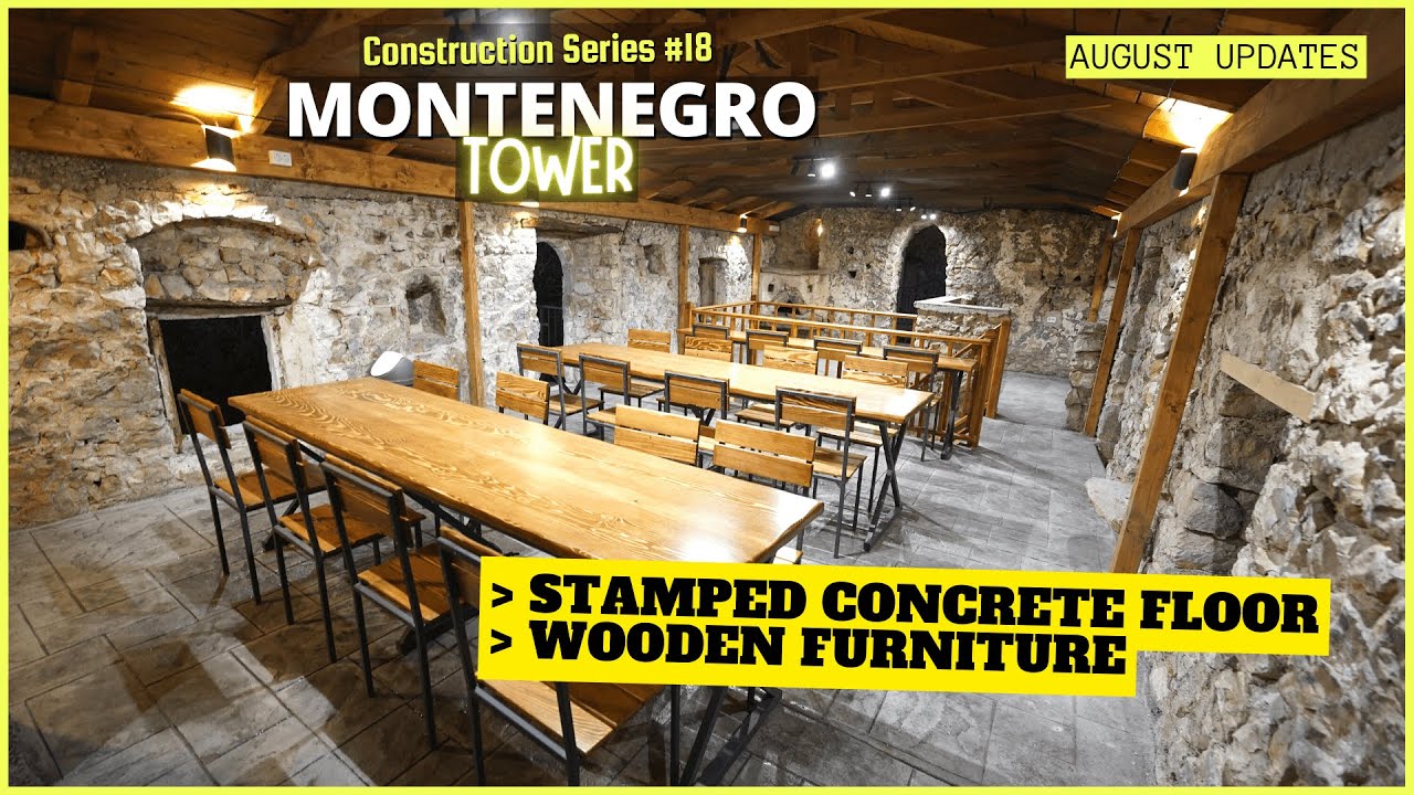 Stamped concrete floor, wooden furniture & more🏠 [Montenegro Tower Construction Series #18]