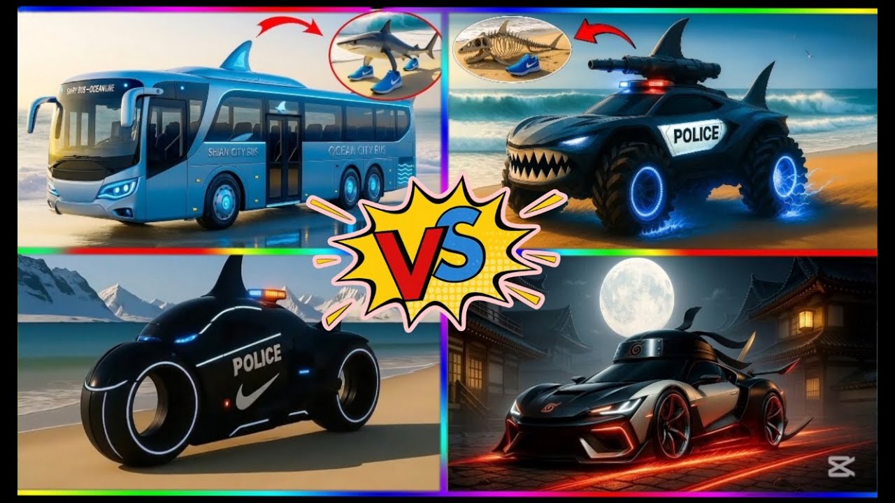 🖼 MEGA SHARK 🦈 vs POLICE 🚓 vs FIRE 🚒 vs AMBULANCE 🚑 | Tiles Hop EDM Rush →#0023