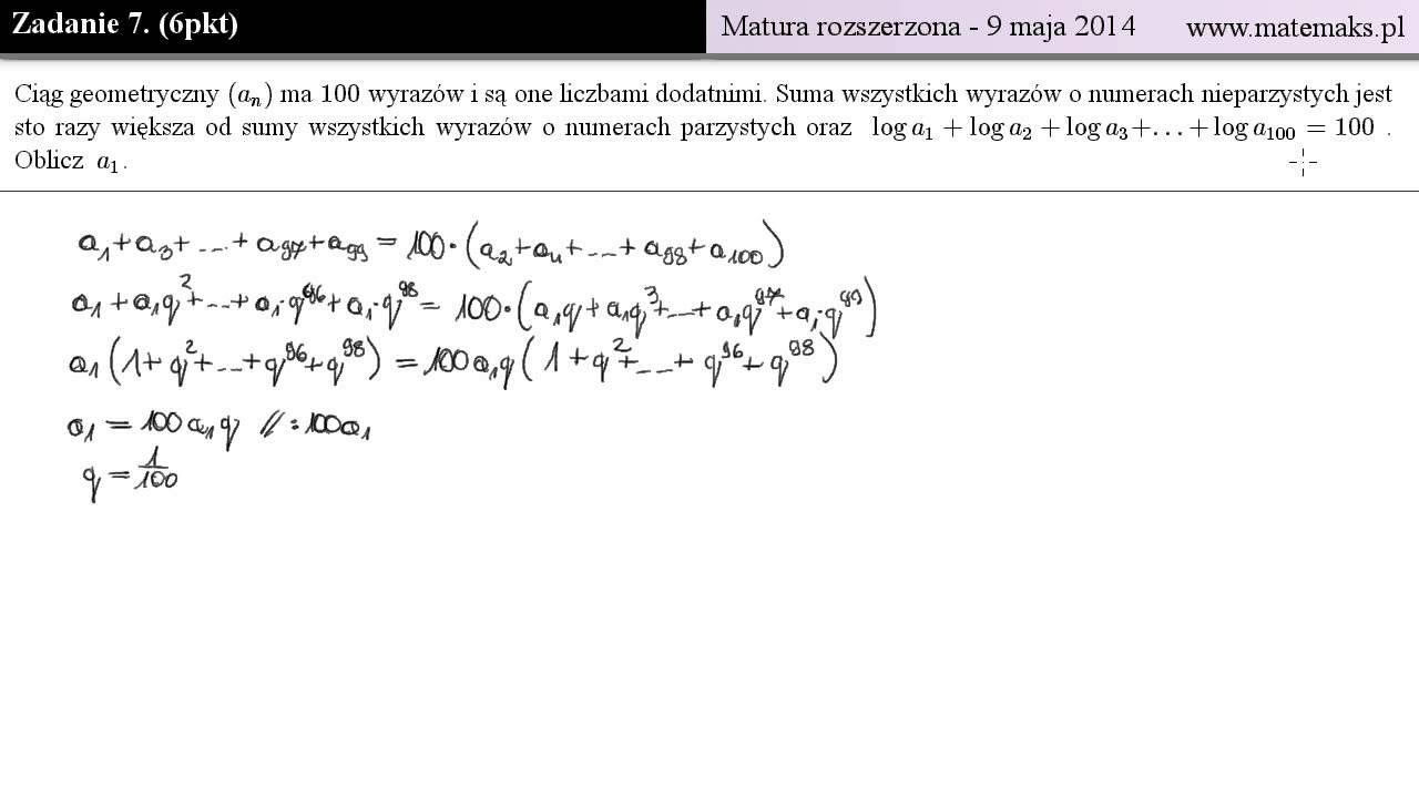Zadanie 7 - Matura rozszerzona - 9 maja 2014