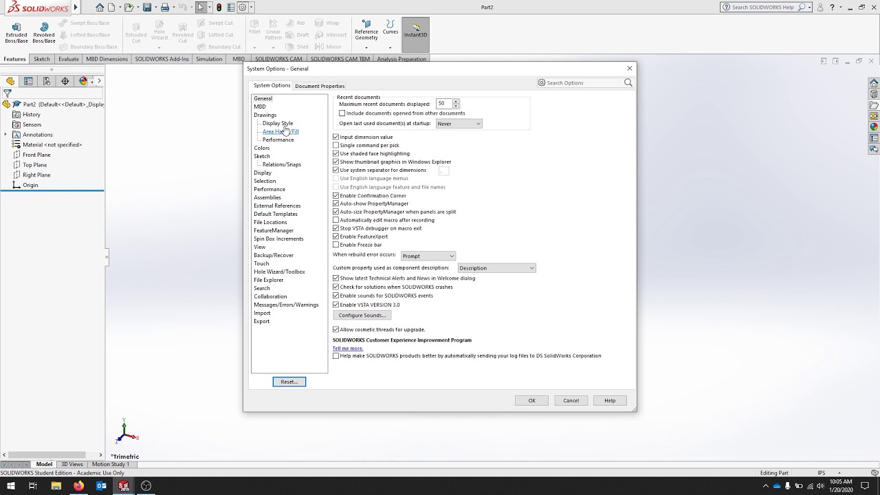 SOLIDWORKS 2019 Intro and Overview of Workspace