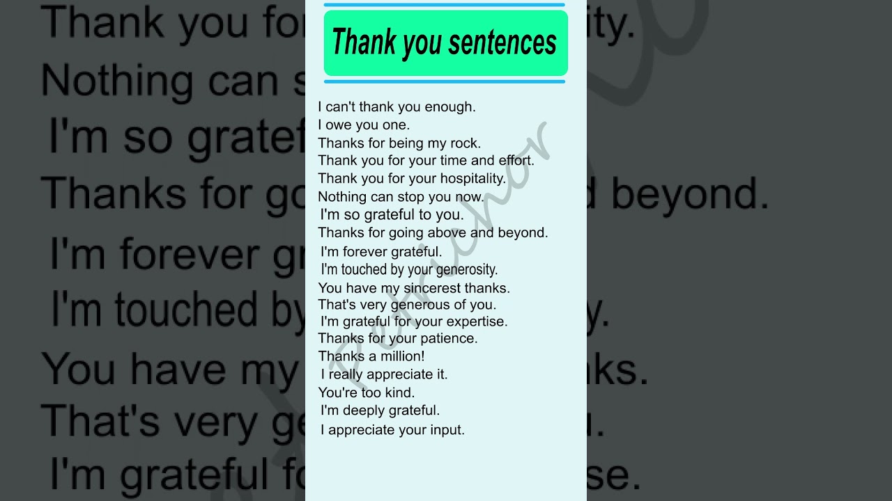 Thank You Sentences #shorts #youtubeshorts
