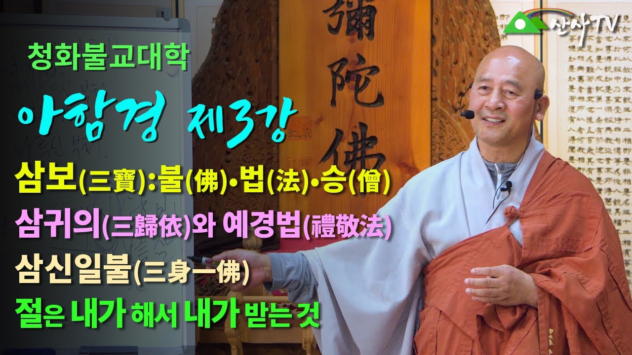 불교대학/대주스님/아함경 제3강/삼보(三寶, Triratna):불(佛)•법(法)•승(僧)/삼귀의(三歸依)와 예경법(禮敬法)/삼신일불(三身一佛)/절은 내가 해서 내가 받는 것