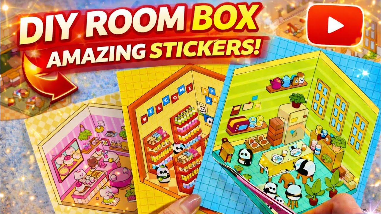 [ASMR] DIY mini rooms with 3D stickers: 8 best scenes