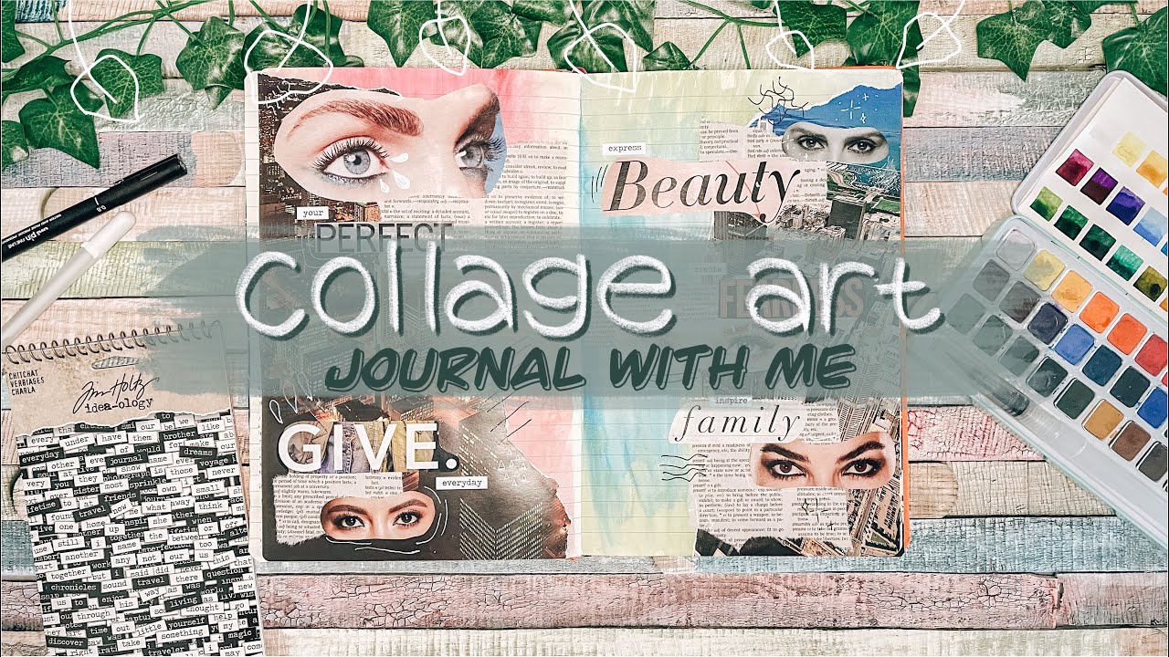 Collage Art Journal with me Process #7 | Using Watercolour Night & Day Spread | Creative Journaling