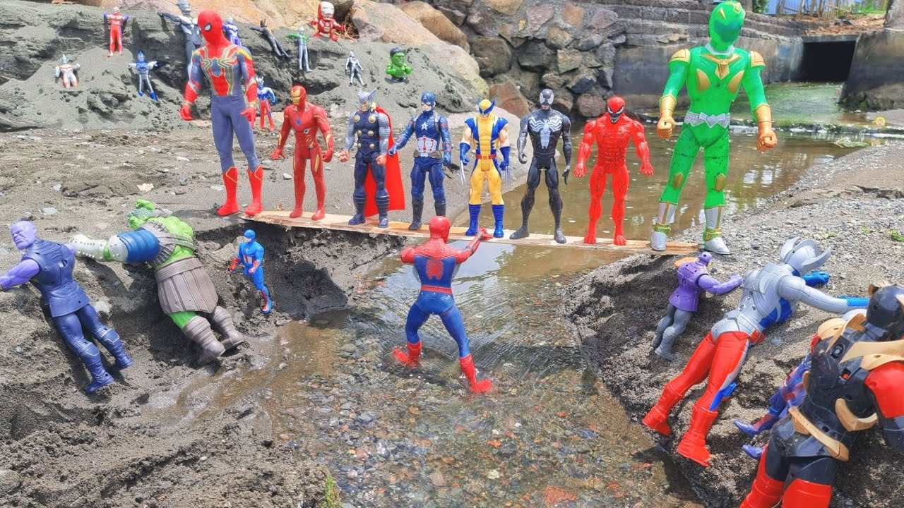 IRON MAN DAN THOR JATUH DI JEMBATAN KAYU, KAKAK SPIDERMAN DAN ADIK SPIDERMAN JATUH KE SUNGAI