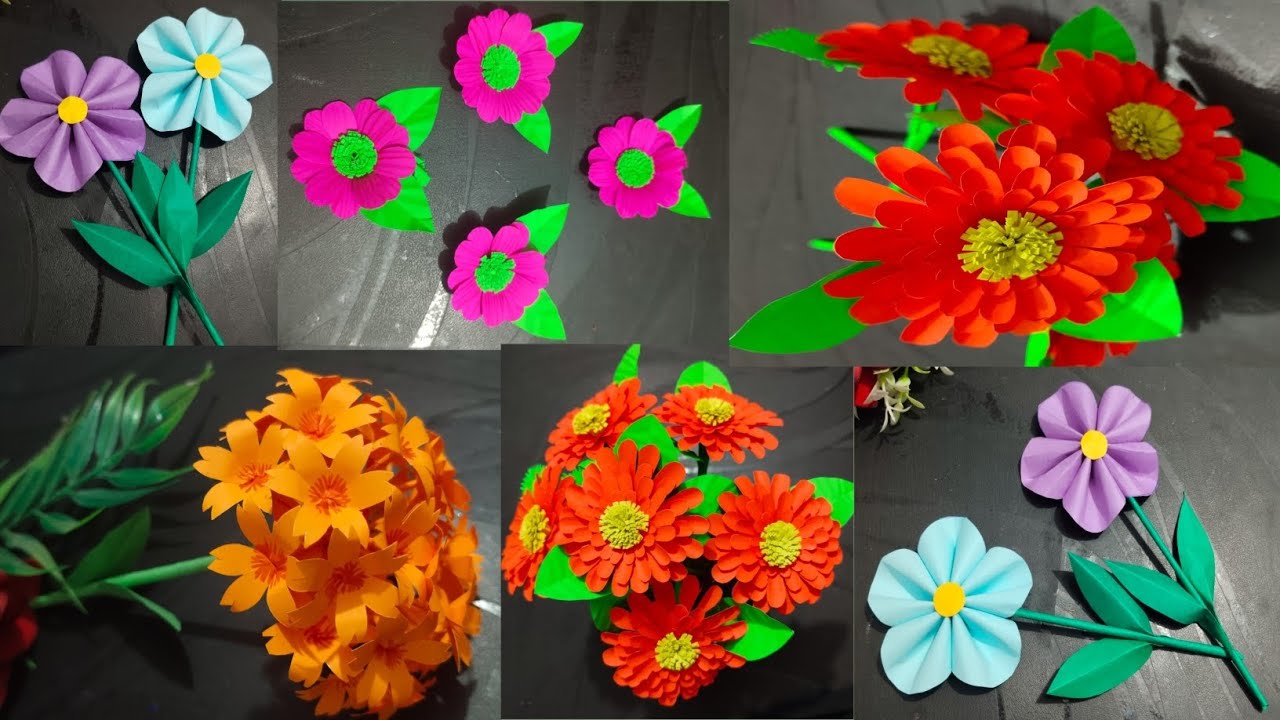 4 Beautiful Paper Flower / How To Make Paper Flowers / Handmade Paper Flower Crafts Ideas 🏵️