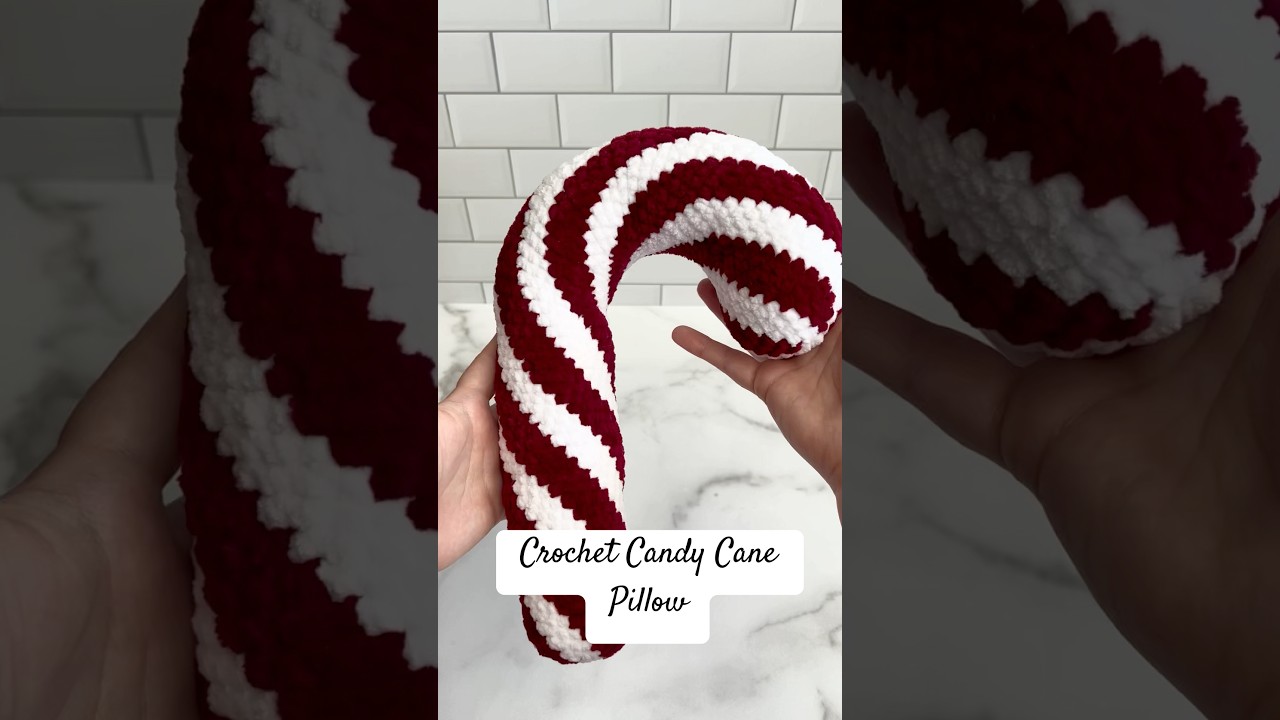Crocheted Candy Cane Pillow 🎄✨ Now in My Etsy Shop!