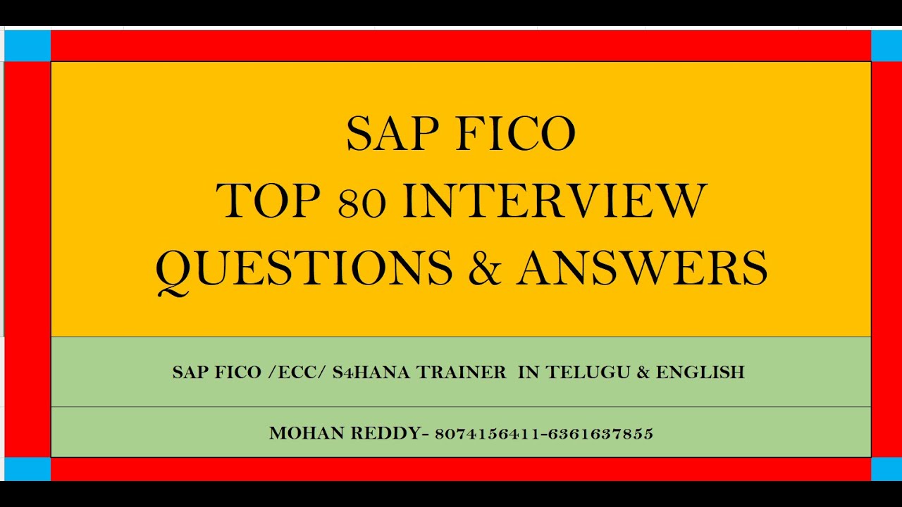 SAP FICO TOP 80 INTERVIEW QUESTIONS & ANSWERS-8074156411