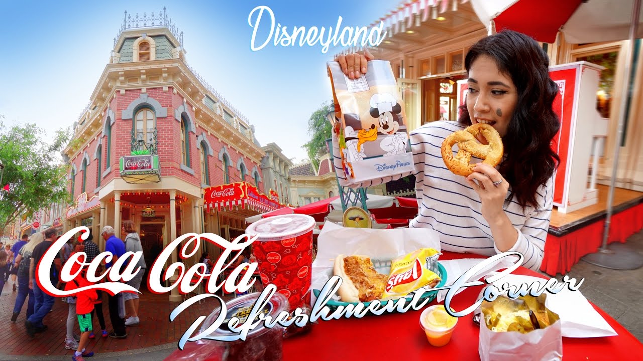 The Coca Cola Refreshment Corner on Main Street has Tasty Disney Food!