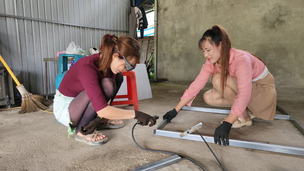 Repairing a diesel engine, welding a gas stove table, a late lunch at 1pm for two mechanical sisters