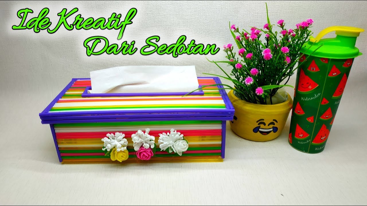 IDE KREATIF !! Cara Membuat Kotak Tisu Dari Sedotan. Sangat Mudah Untuk Kamu Buat Sendiri Di Rumah