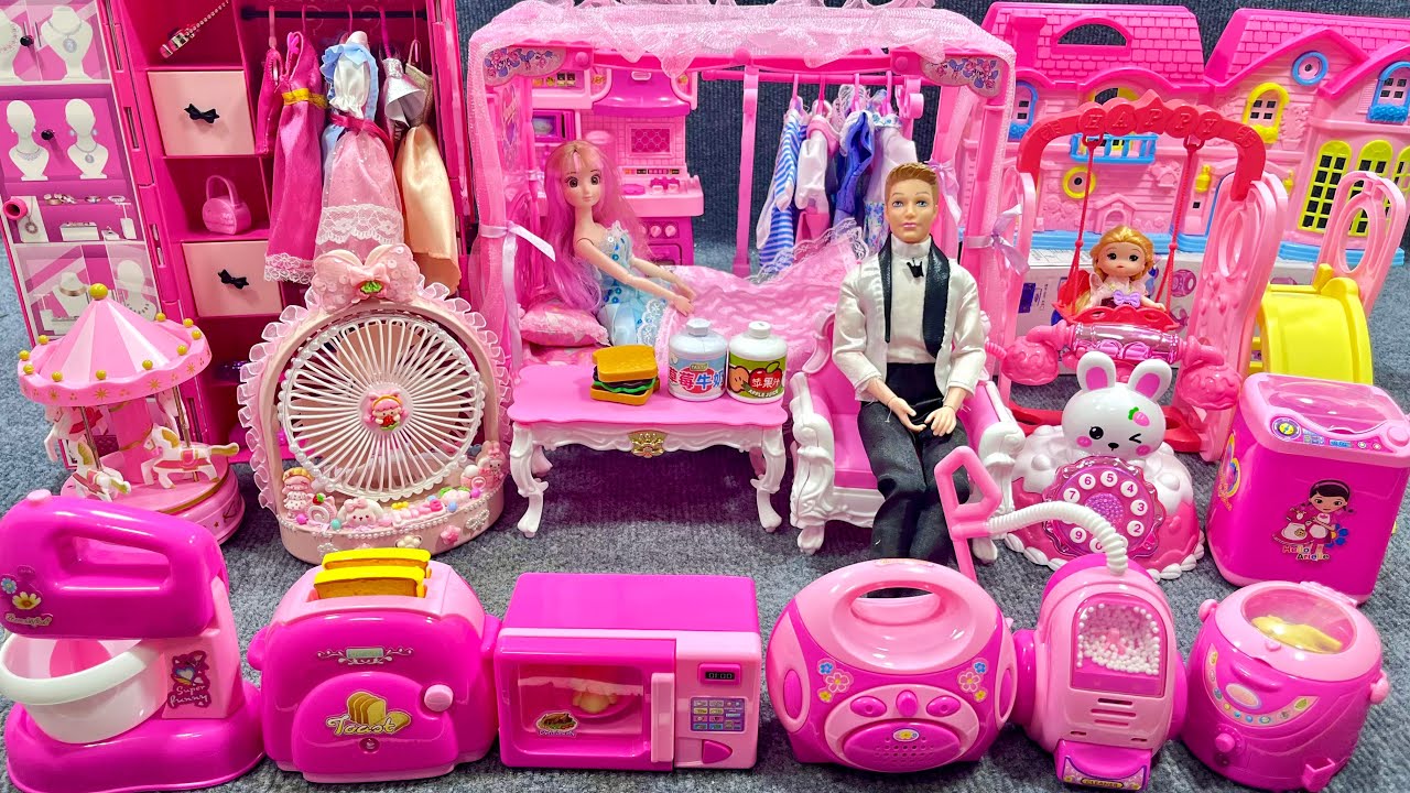 13 Minutes Satisfying with Unboxing Barbie Princess Pink House, Rock Bed Play Set Review Toys | ASMR