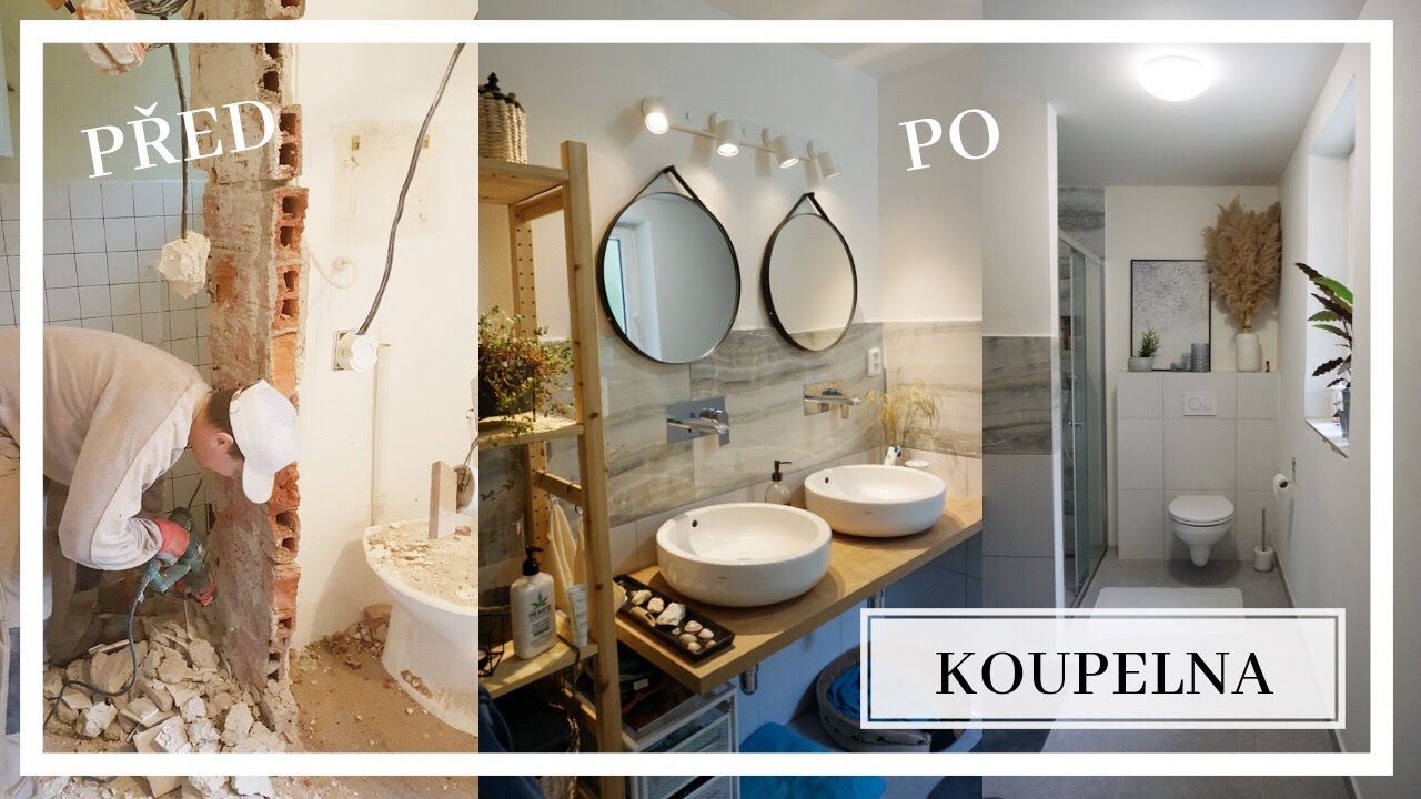 KOUPELNA 🛁 REKONSTRUKCE PŘED A PO | Sprchový kout - Dvě umyvadla | Markéta Venená