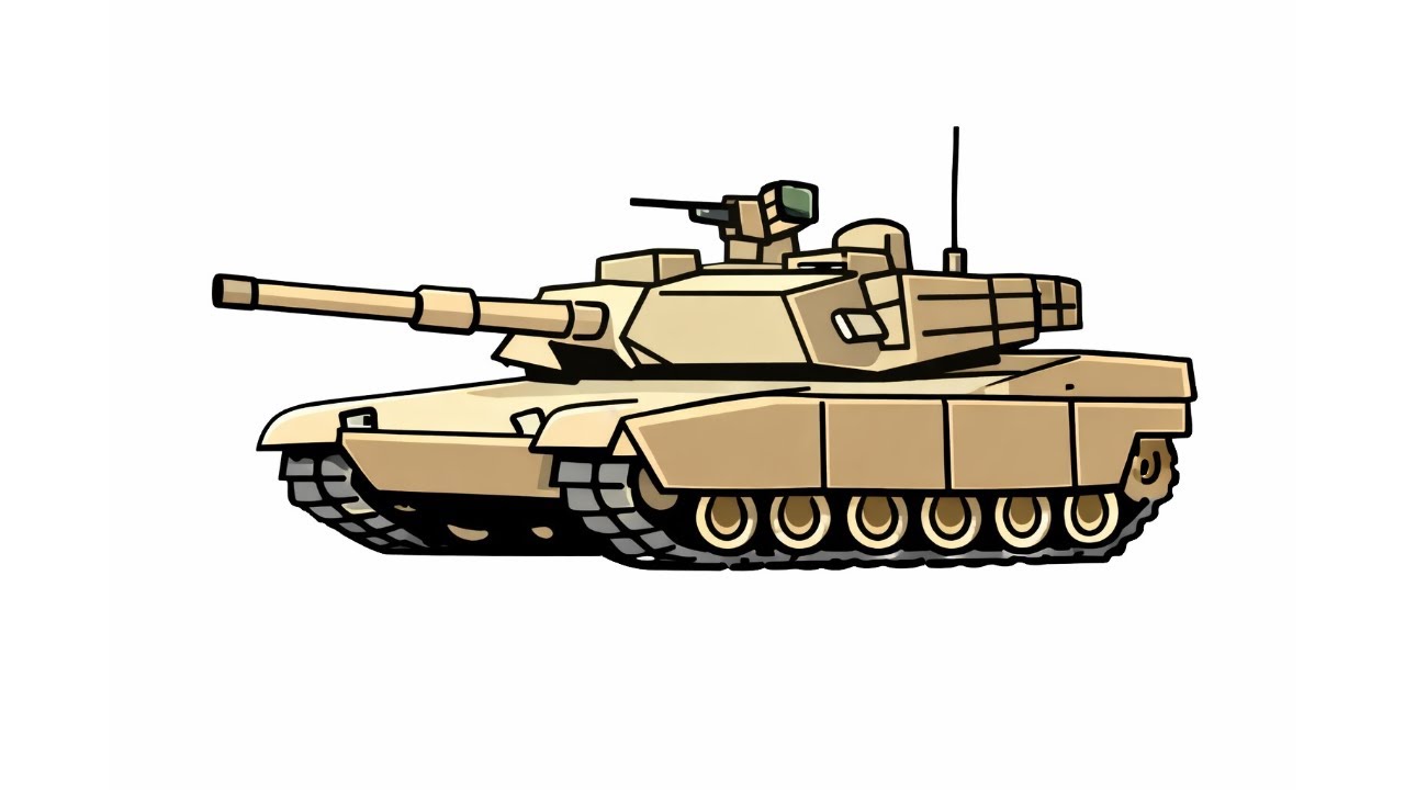 Easy Abrams Tank Drawing | Simple Step-by-Step Line Art for Beginners