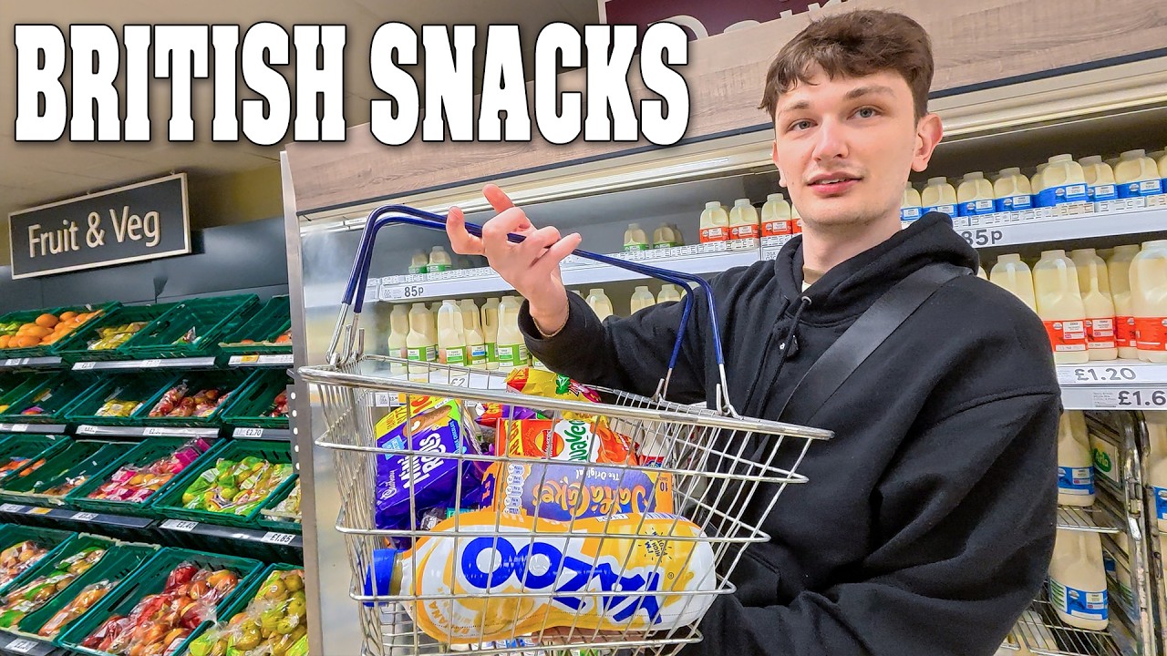 Americans Tour a British Supermarket! | Trying British Snacks for the First Time 🇬🇧
