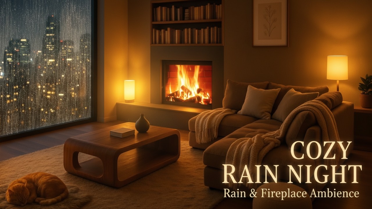 Cozy Rain & Fireplace Sounds 🌧️🔥  Relaxing Rain Ambience for Sleep, Study & Relaxation (3 Hours)