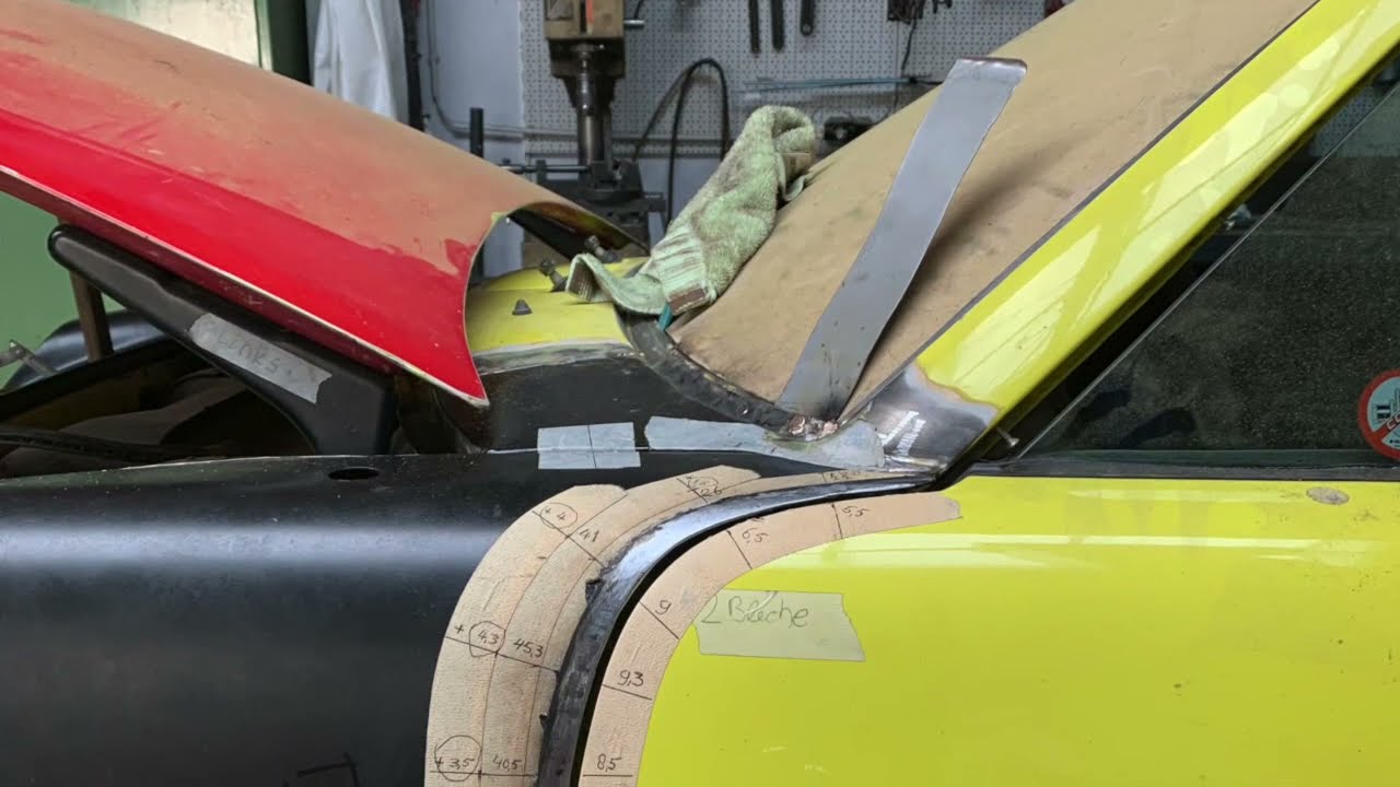 VW Porsche 914 Carrozzeria, Türspalt aufschweißen und Kotflügel montieren, Schweißkurse bei Mobylas