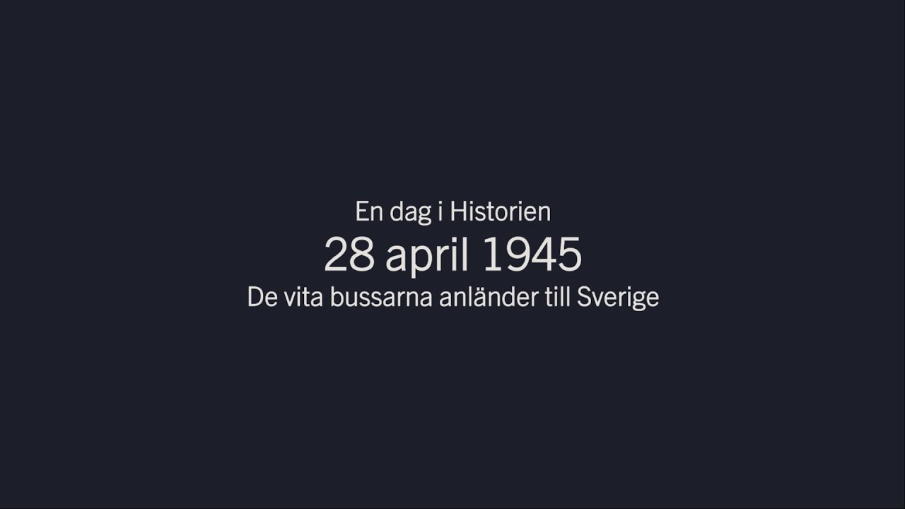 De vita bussarna anländer till Sverige 28 april 1945