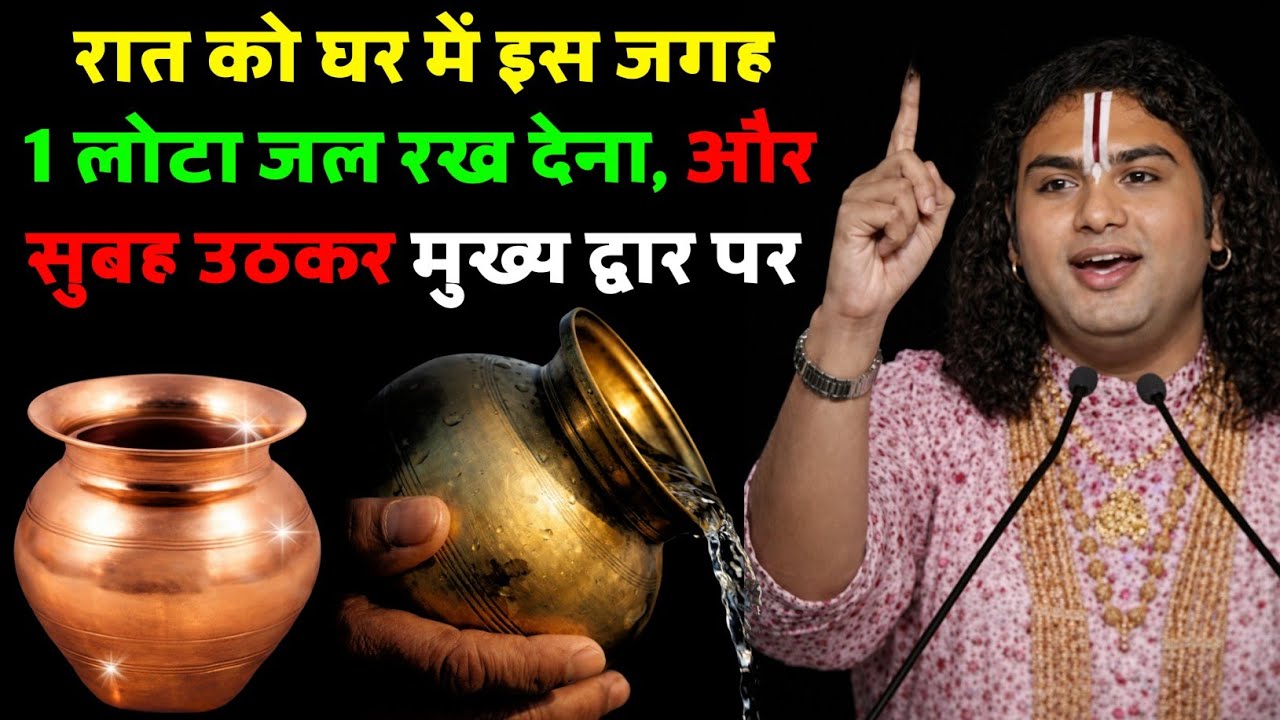 रात को घर में इस जगह 1 लोटा जल रख देना, और सुबह उठकर मुख्य द्वार पर - 1 छोटे से कम कर लेना ।