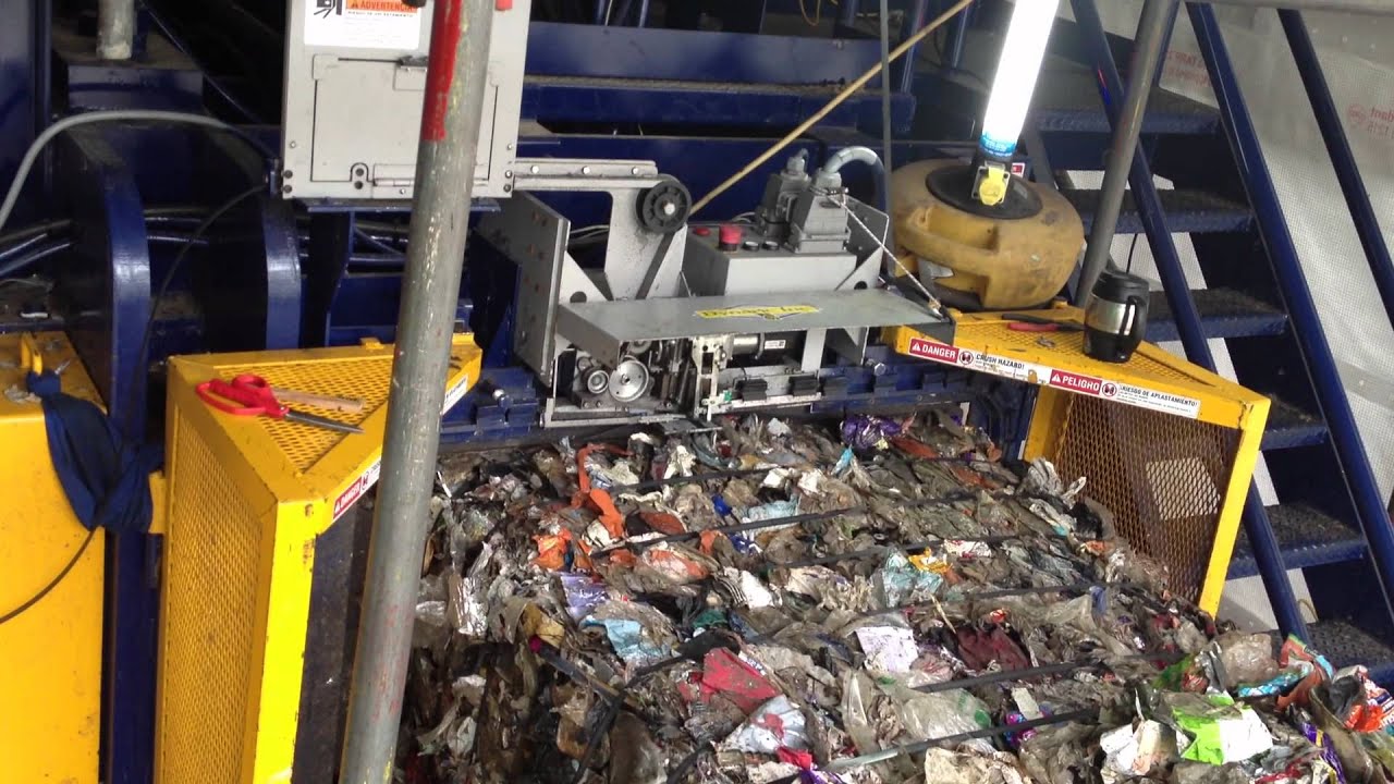 RDF Bale from Marathon 2R310 Twin Ram Baler with Plastic Strapper Aug 2012