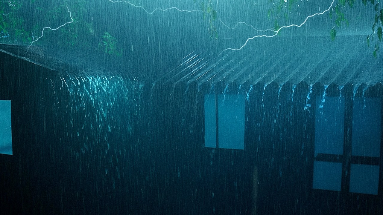 Sleep Peacefully Tonight with Torrential Rain on Tin Roof & Powerful Thunderstorm White Noise
