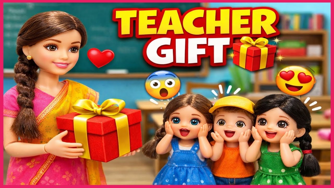 Sita Geeta Ki Kahani Part 9 🎁 | School Mein Teacher Ne Diye Gifts 👩‍🏫 | Desi Village Doll Story 🏡