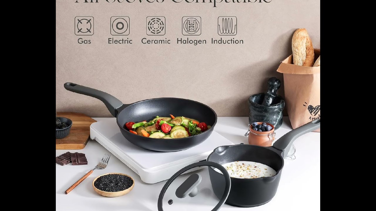 8Pcs Nonstick Frying Pan Set with Lid