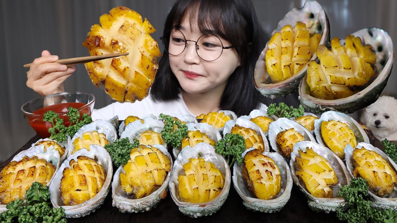 Абалон, обжаренный в сливочном масле до золотистой корочки💛Mukbang ASMR