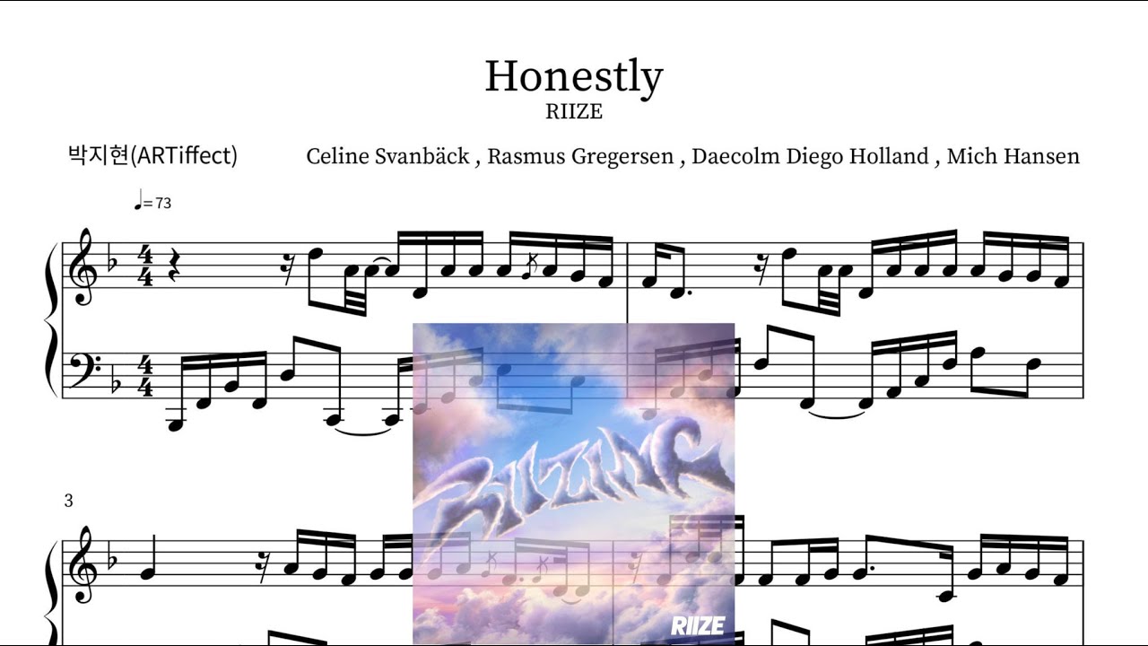 RIIZE(라이즈) - Honestly Piano Sheet(鋼琴譜피아노 악보)