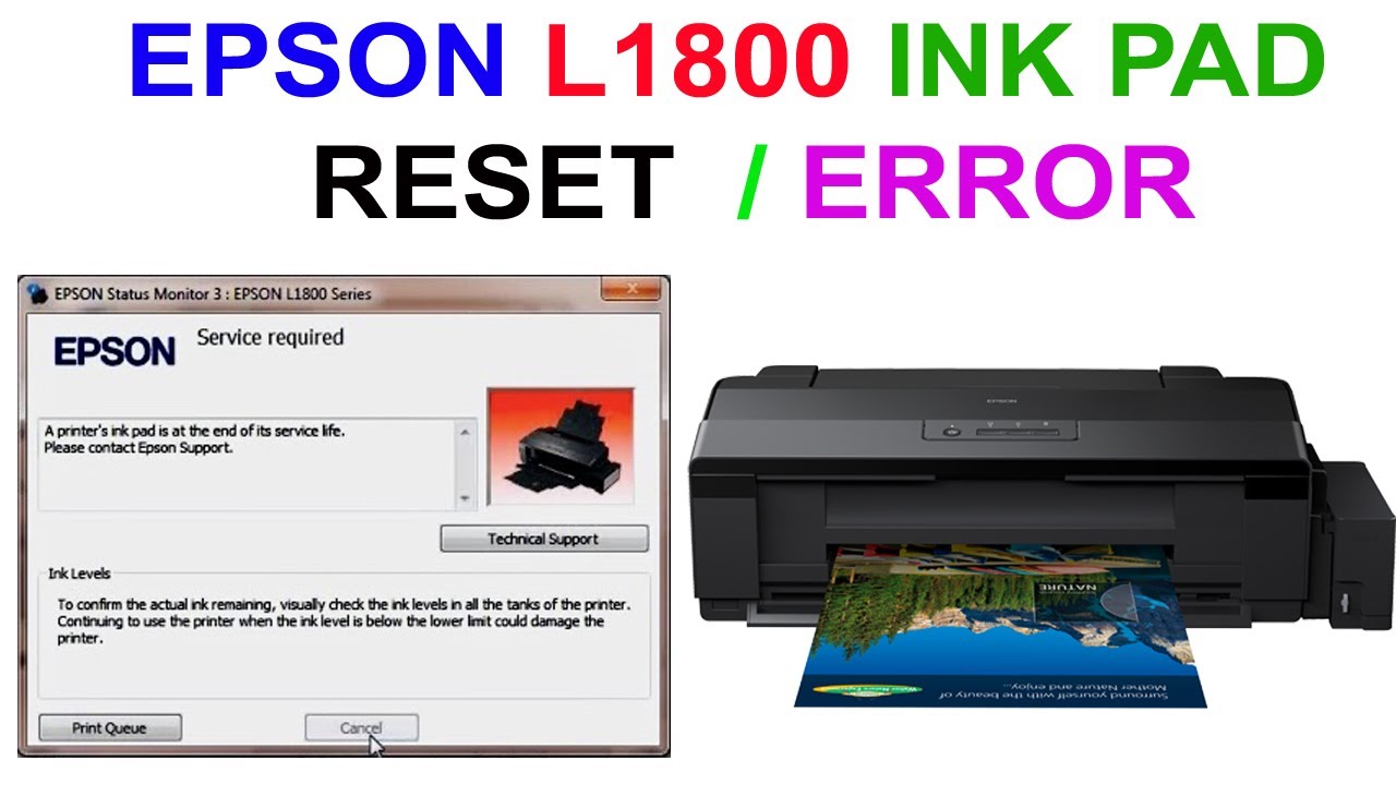 Epson L1800 Resetter free download |reset epson l1800 waste ink pad counter 100% Solved