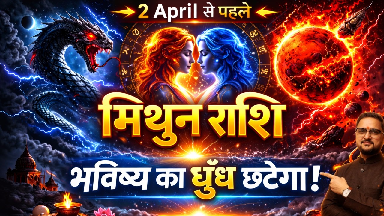 मिथुन राशि 2 अप्रैल 2026 तक बड़ा बदलाव | गुरु मार्गी + सूर्य-शनि युति + मंगल-राहु प्रभाव | Gemini