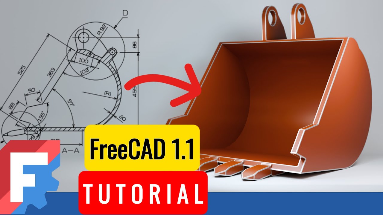 FreeCAD 1.1 Dev Tutorial | Modeling Excavator Bucket From Technical Drawing