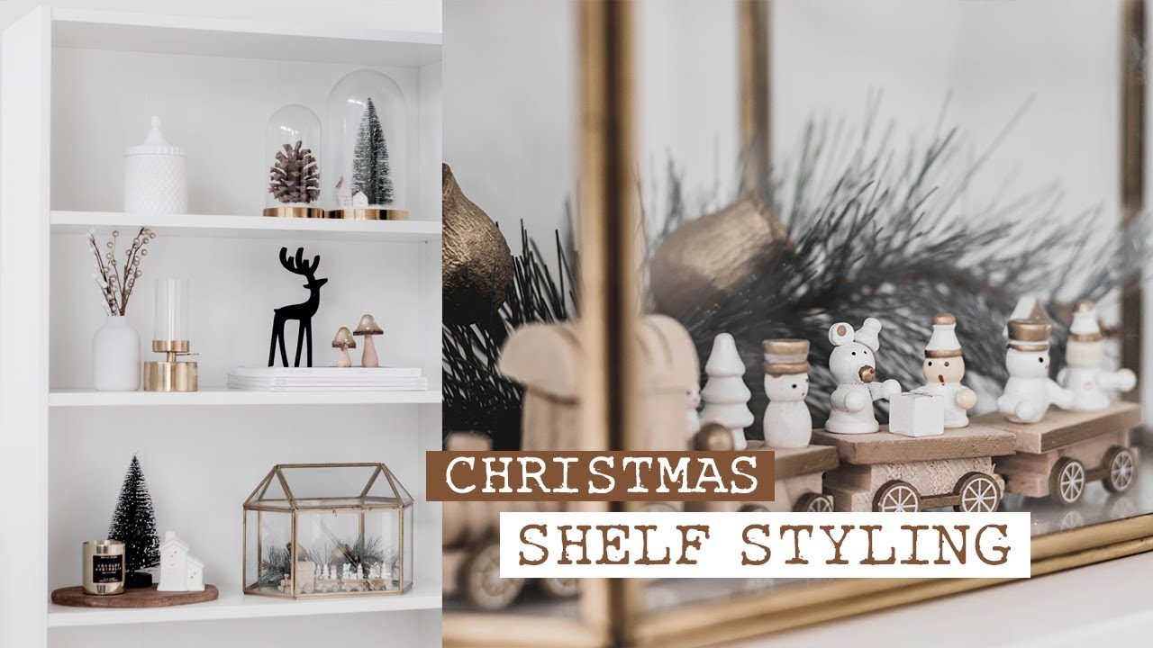 Christmas Shelf Styling | Glass Dome Cloche Decorating Ideas for Christmas