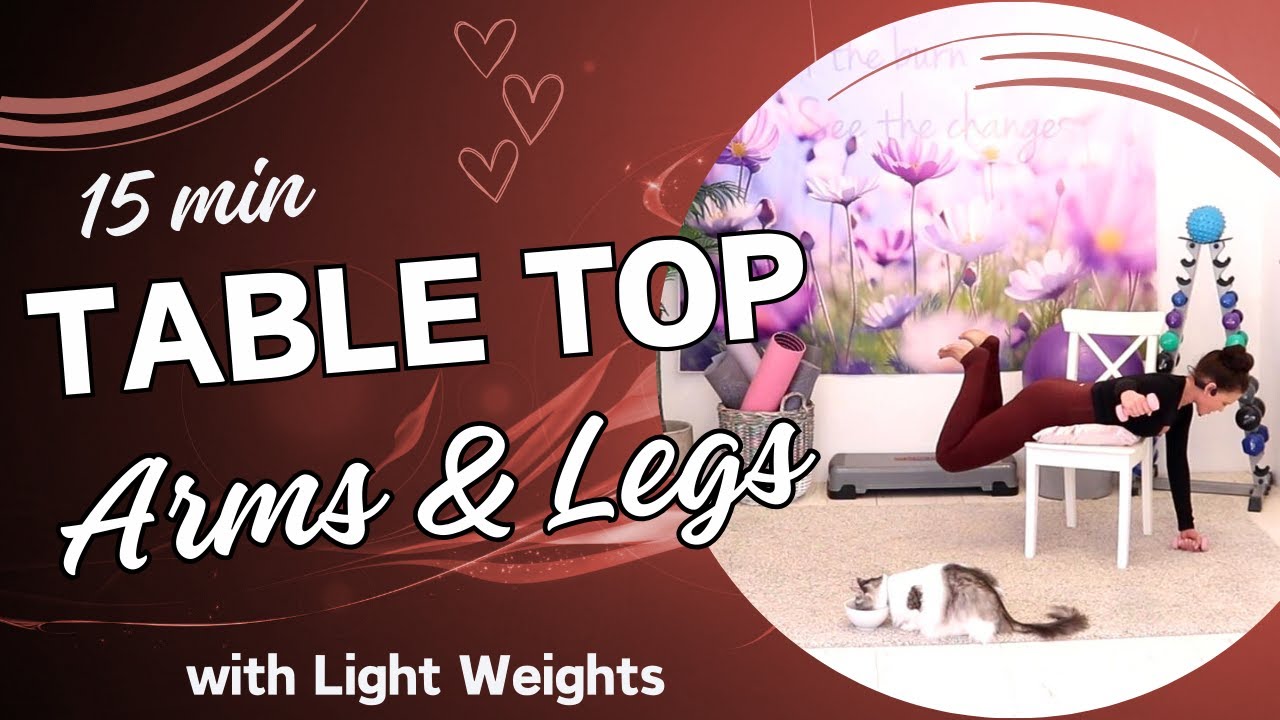 15 MIN BOOTY AND ARMS CHAIR WORKOUT with LIGHT WEIGHTS // TABLE TOP // CREATIVE, UNIQUE / NO REPEAT!